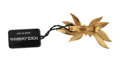 Gold Brass Leaf Crystal Hair Clip