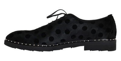 Black Polka Dotted Pony Hair Shoes