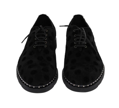Black Polka Dotted Pony Hair Shoes