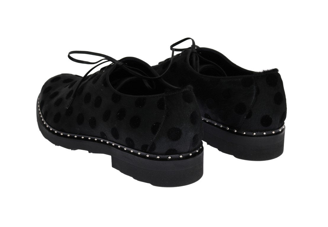 Black Polka Dotted Pony Hair Shoes