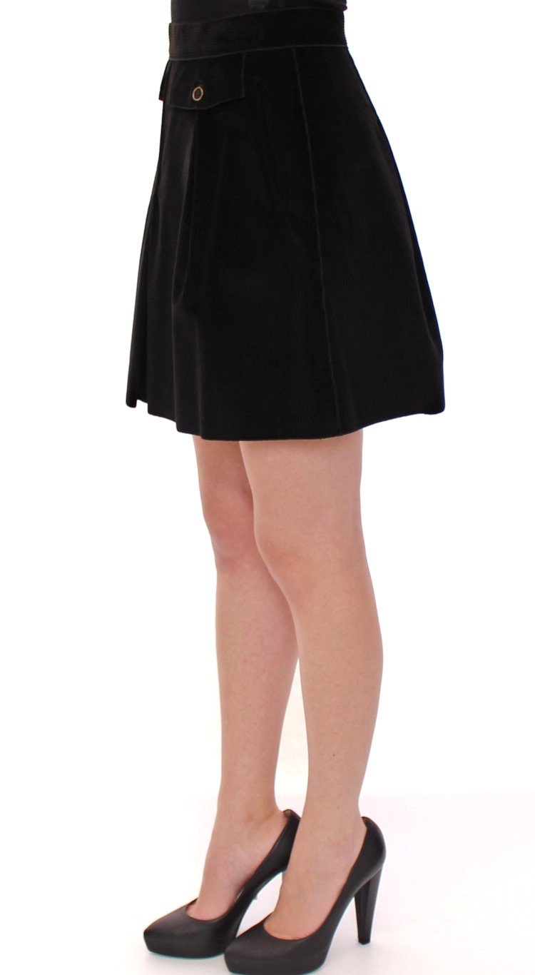 Black Cotton Manchester Mini Skirt