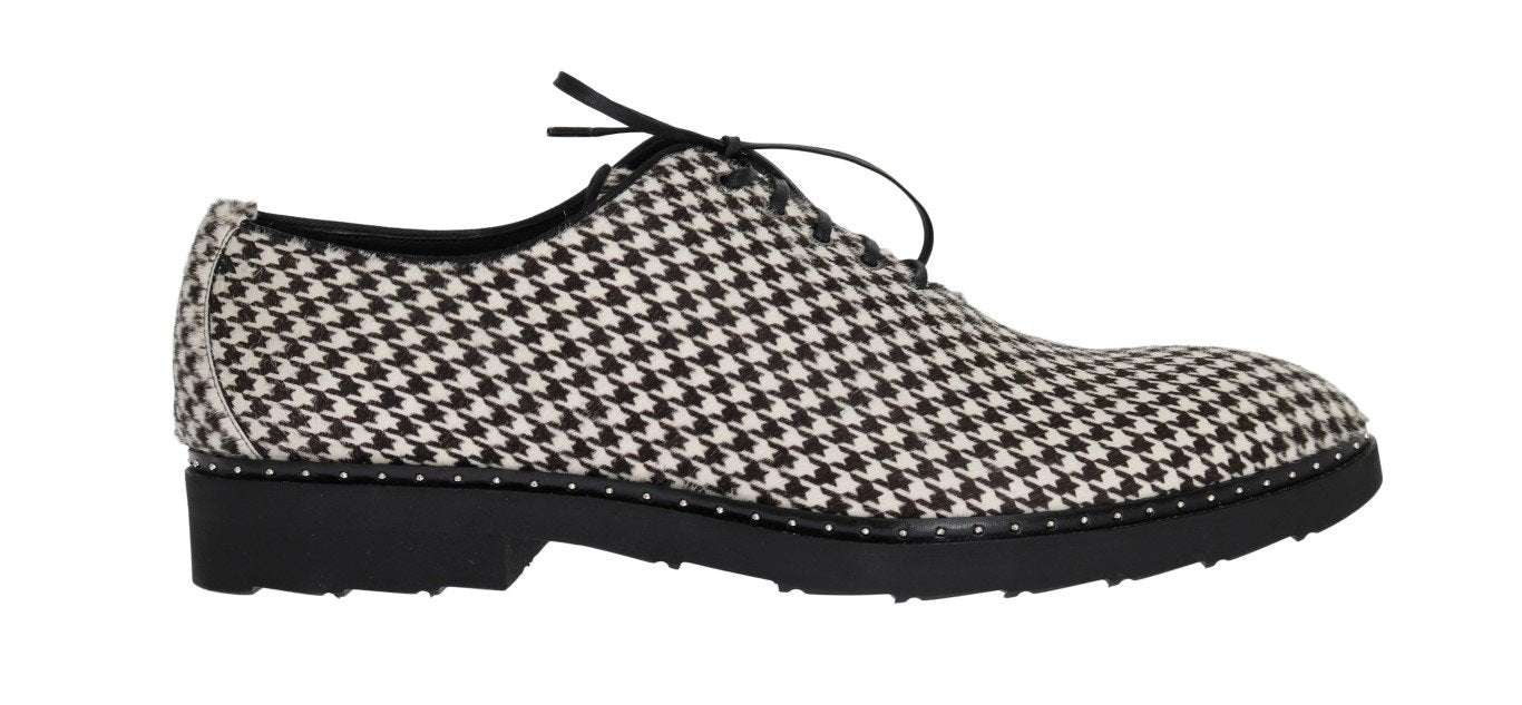 Black White Pony Hair Formal Shoes