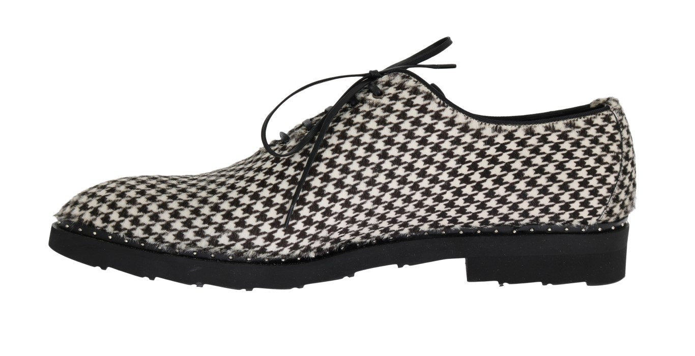 Black White Pony Hair Formal Shoes