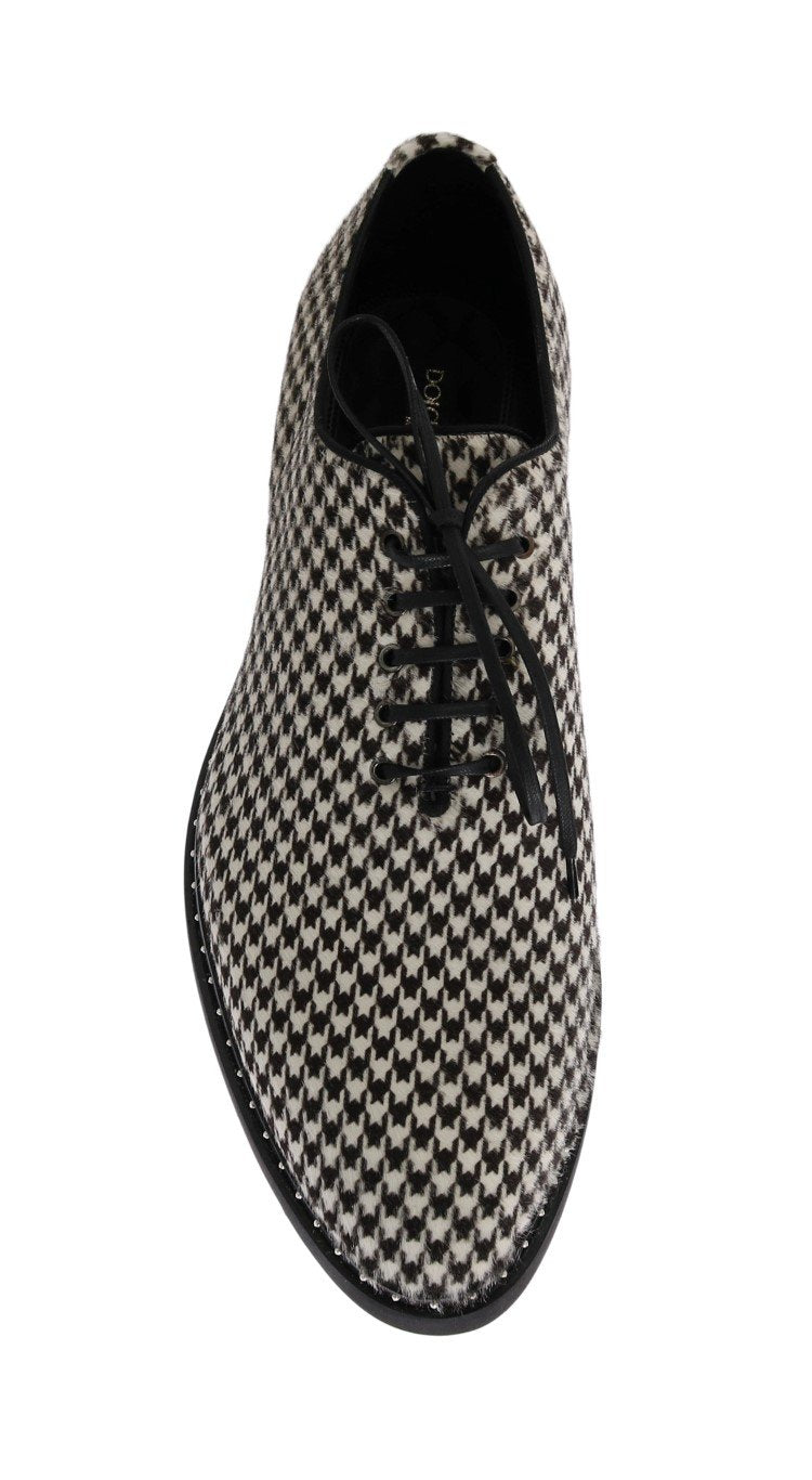 Black White Pony Hair Formal Shoes