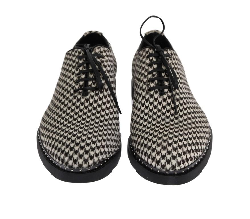 Black White Pony Hair Formal Shoes