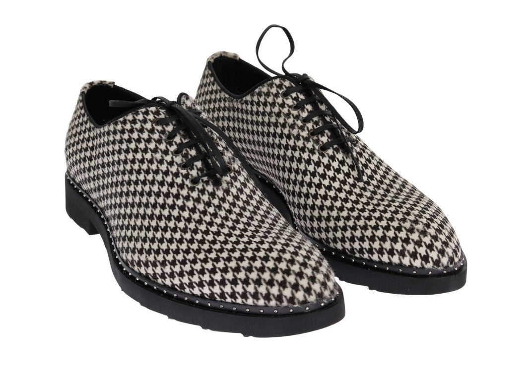 Black White Pony Hair Formal Shoes