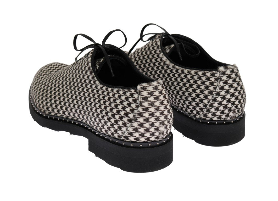 Black White Pony Hair Formal Shoes