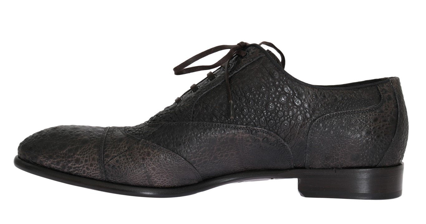 Gray Frog Skin Leather Derby Shoes