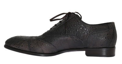 Gray Frog Skin Leather Derby Shoes