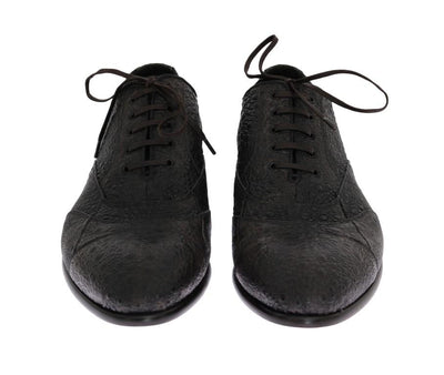 Gray Frog Skin Leather Derby Shoes