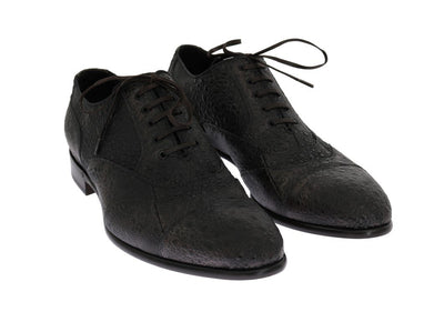 Gray Frog Skin Leather Derby Shoes
