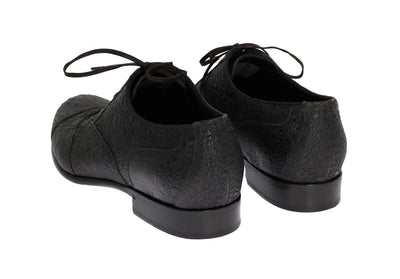 Gray Frog Skin Leather Derby Shoes