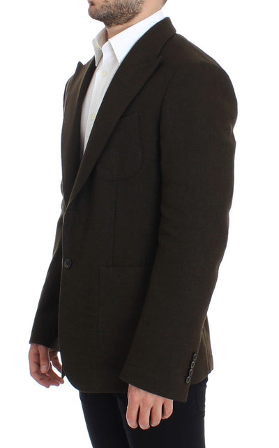 Green wool regular fit blazer