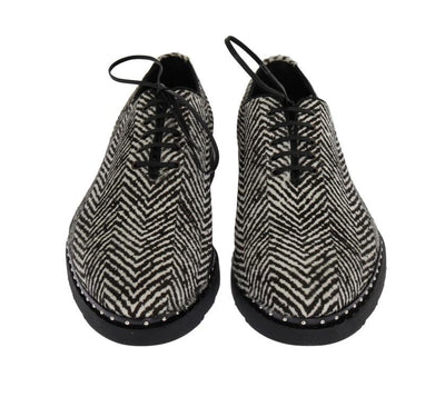 Black White Zig Zag Pony Hair Shoes