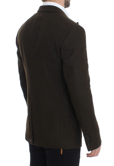 Green wool regular fit blazer