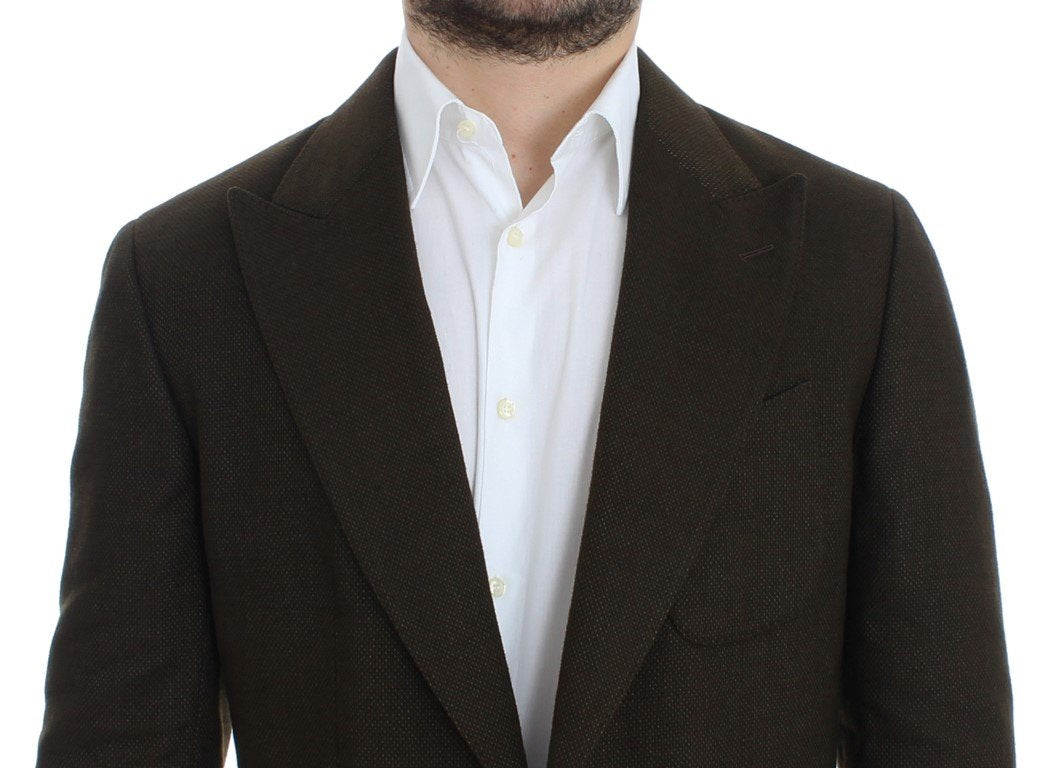 Green wool regular fit blazer