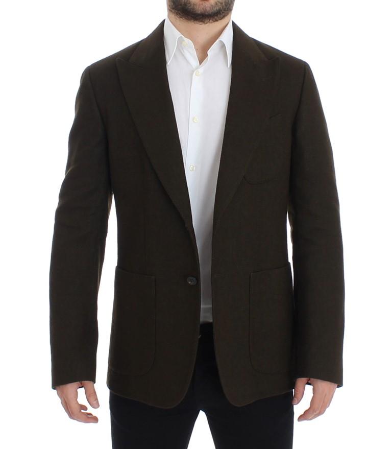 Green wool regular fit blazer