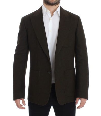 Green wool regular fit blazer