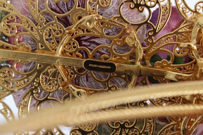 Multicolor Floral Crystal Gold Brass Hair Clip