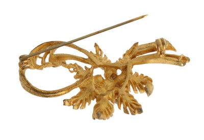Gold Brass Crystal Floral SICILY Brooch