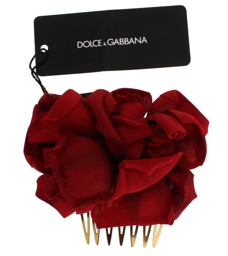 Red Silk Rose Hair Comb