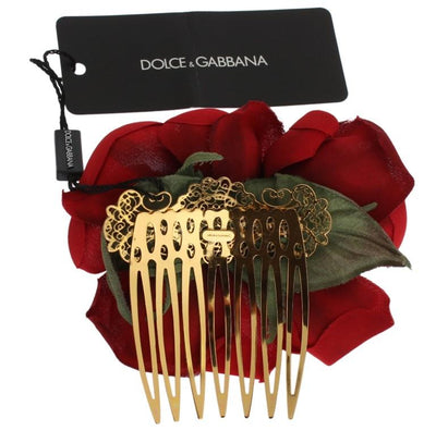 Red Silk Rose Hair Comb
