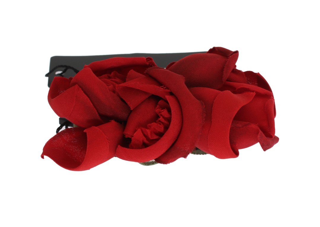 Red Silk Rose Hair Comb