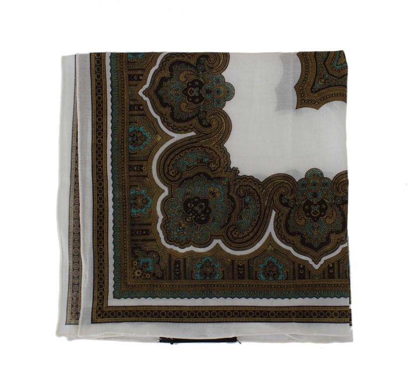 Green White Baroque Cotton Scarf