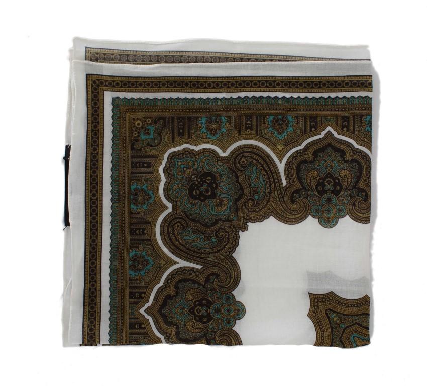 Green White Baroque Cotton Scarf