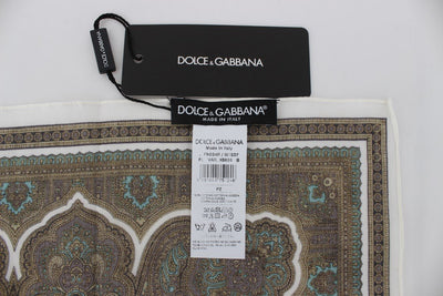 Green White Baroque Cotton Scarf