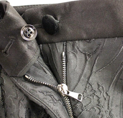 Black Baroque Floral Brocade Shorts Pants