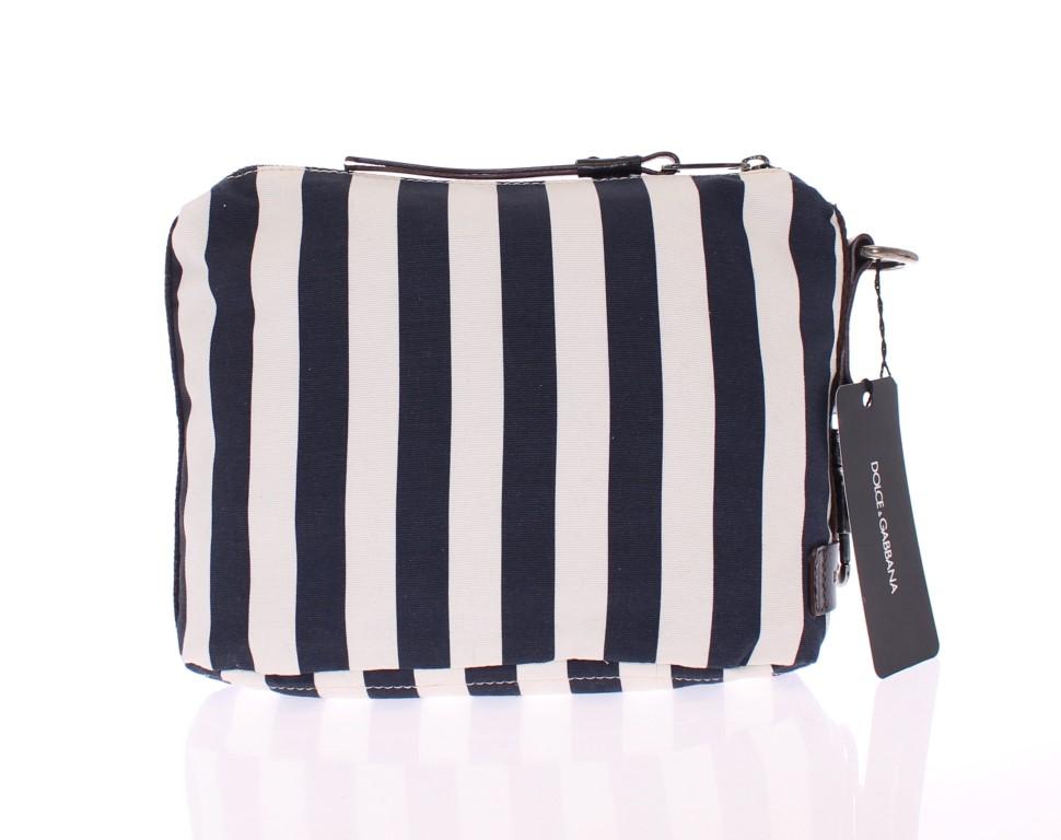 Blue striped canvas toiletry bag