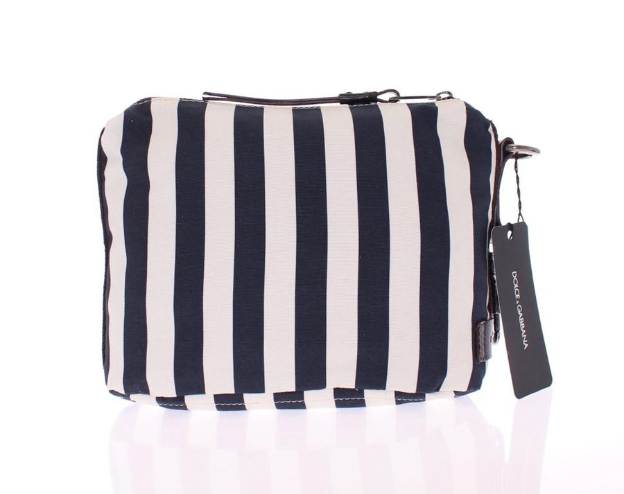 Blue striped canvas toiletry bag