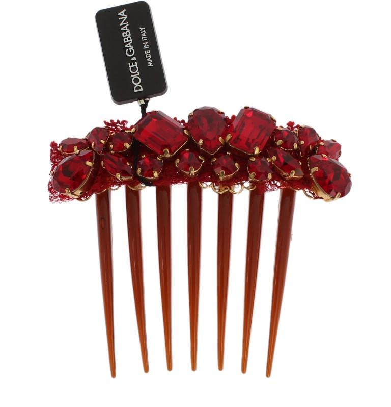 Red Crystal Gold Brass Sicily Hair Comb