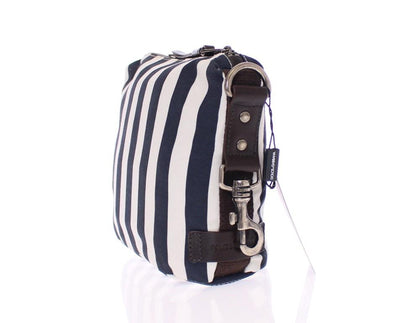 Blue striped canvas toiletry bag