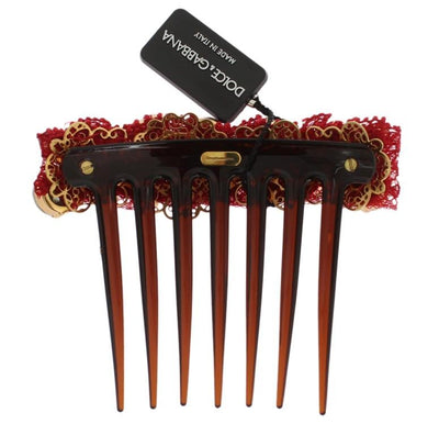 Red Crystal Gold Brass Sicily Hair Comb
