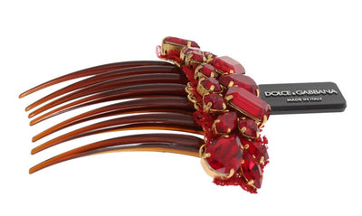 Red Crystal Gold Brass Sicily Hair Comb