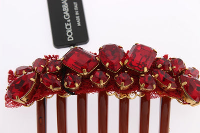 Red Crystal Gold Brass Sicily Hair Comb