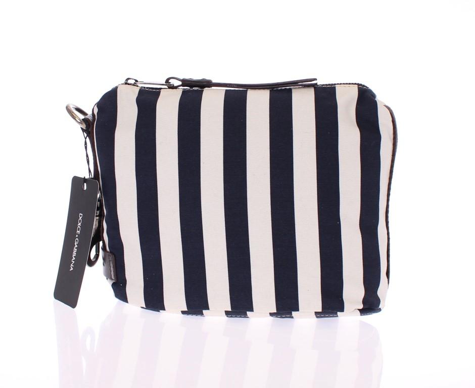 Blue striped canvas toiletry bag