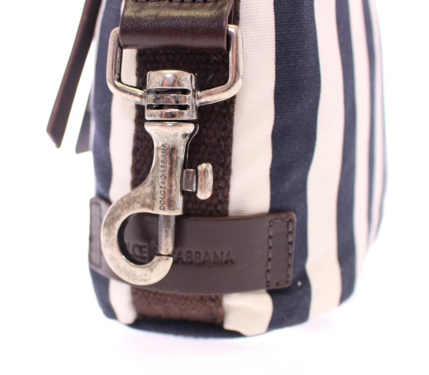 Blue striped canvas toiletry bag