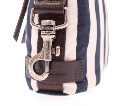 Blue striped canvas toiletry bag