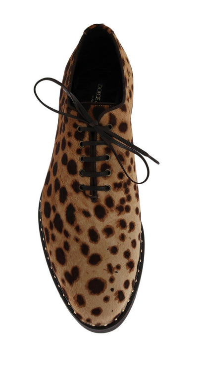 Beige Brown Savana Pony Hair Derby Shoes
