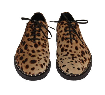 Beige Brown Savana Pony Hair Derby Shoes