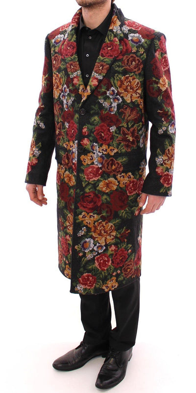 Multicolor Baroque Brocade Floral Coat Jacket