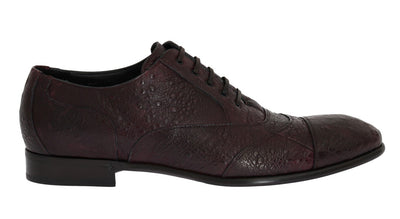 Bordeaux Frog Skin Leather Derby Shoes