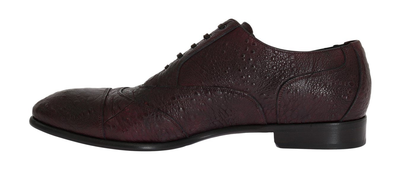 Bordeaux Frog Skin Leather Derby Shoes