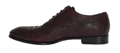 Bordeaux Frog Skin Leather Derby Shoes