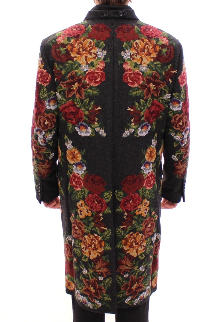 Multicolor Baroque Brocade Floral Coat Jacket