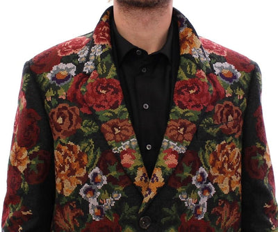 Multicolor Baroque Brocade Floral Coat Jacket