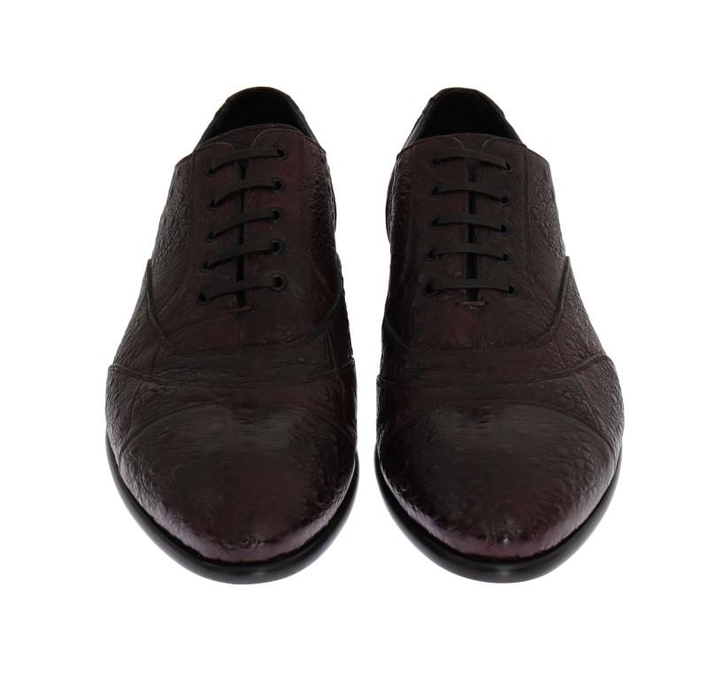 Bordeaux Frog Skin Leather Derby Shoes